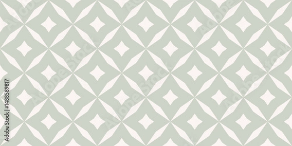 Fototapeta Abstract geometric seamless pattern. Elegant vector background. Simple geometric leaf ornament. Light green texture with diamond shapes, stars, rhombuses, floral grid. Repeated decorative geo design