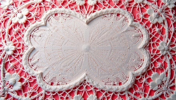 Obraz Intricate floral pattern lace doily, delicate texture, craft, texture, design