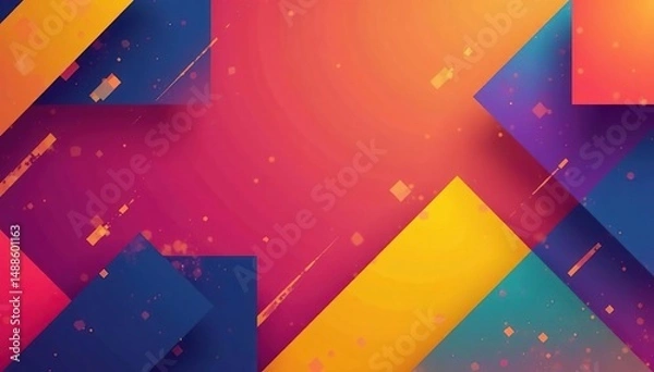 Fototapeta Abstract geometric shapes, vibrant color blocks, modern design , bright, shapes