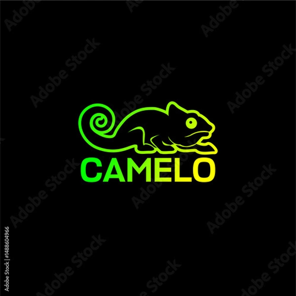 Obraz Modern neon green chameleon logo