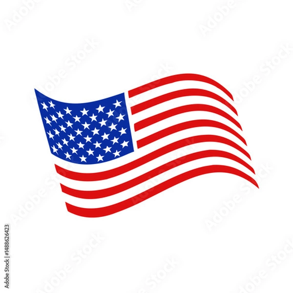 Obraz USA flag icon waving in wind, patriotic symbol concept