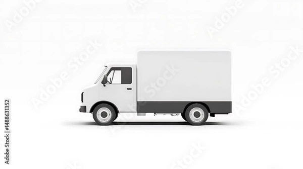 Obraz White delivery truck isolated on white background for transport and logistics mock up and template design