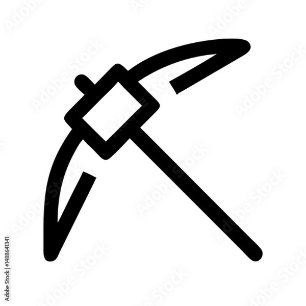 Obraz Mining Icon – Pickaxe Tool, Natural Resource Extraction Symbol:
Simple black icon of a pickaxe, symbolizing mining, mineral extraction, geology, and industrial resource activities.