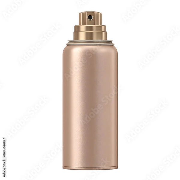 Fototapeta A sleek and elegant gold spray can stands upright against a pristine white background, its metallic finish reflecting light and exuding a sense of modern sophistication.