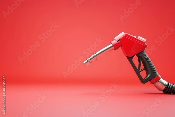 Fototapeta Gasoline nozzle isolated on pink background. 3d render illustration.