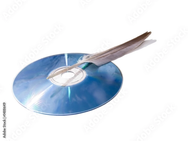 Obraz laser disk and the bird's feather.