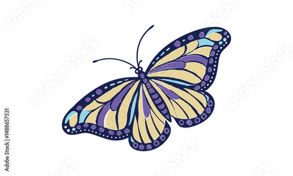 Obraz Colorful Monarch butterfly, butterflies  silhouette on white background