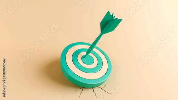 Obraz Arrow Piercing Target - Precision Impact, Focus, Power, and Breakthrough Results, 3D Render