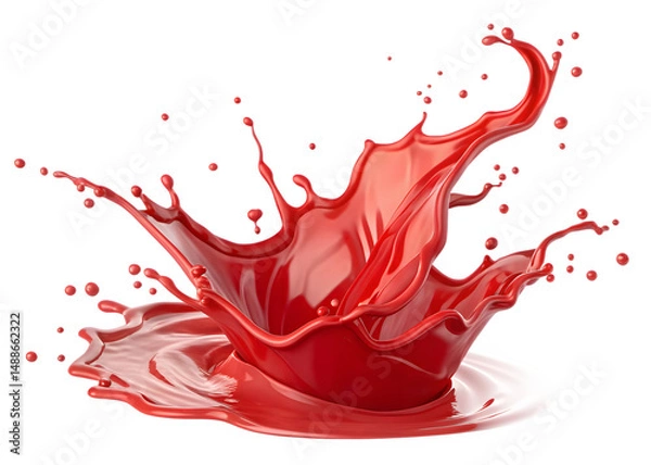 Fototapeta Dramatic Red Paint Splash In Mid Air Burst