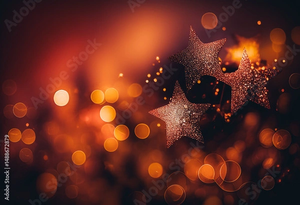 Obraz Glimmering stars against a warm, festive background
