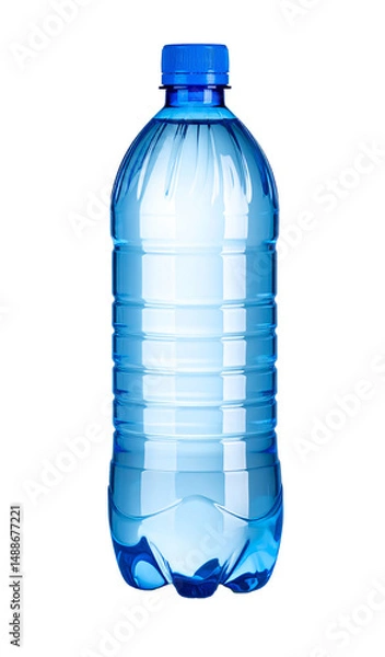 Obraz Small plastic water bottle standing on white background