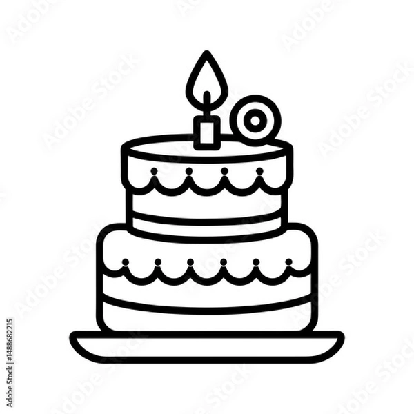 Obraz celebration birthday cake line art silhouette vector