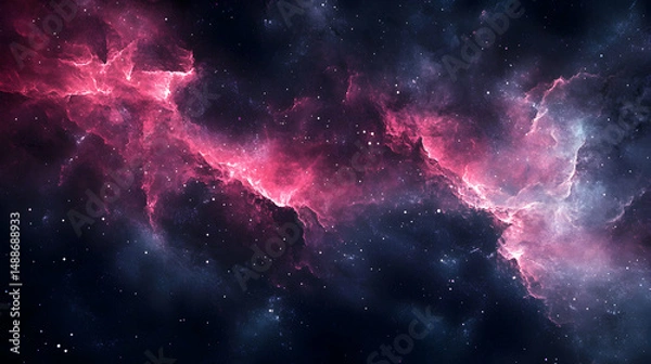 Fototapeta Vast Cosmic Nebula with Stunning Pink and Purple Celestial Colors