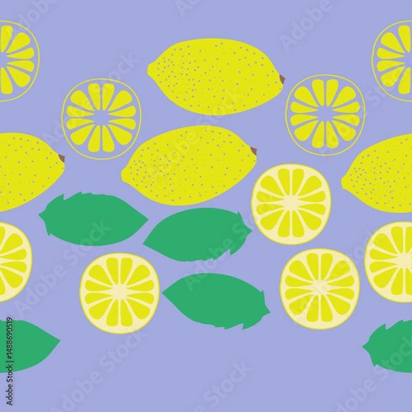 Fototapeta Horizontal arrangement  colored  lemons. Hand drawn.