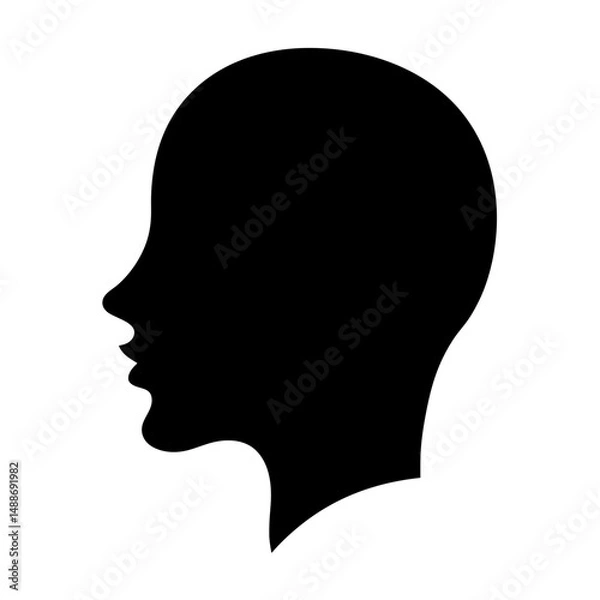 Fototapeta Silhouette profile of a person's head featuring a streamlined and minimalist design