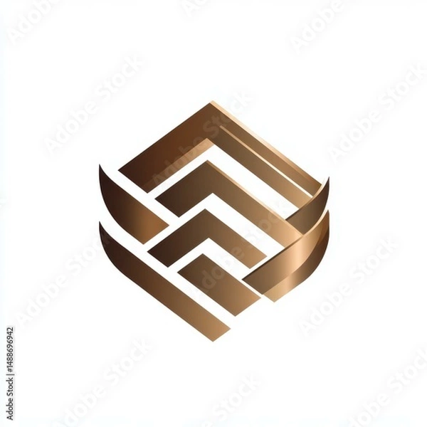 Obraz Stylish geometric logo design featuring interlocking shapes in a metallic gold hue