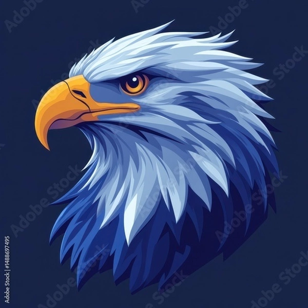 Obraz Bold eagle portrait showcasing intricate details and striking colors against a dark background