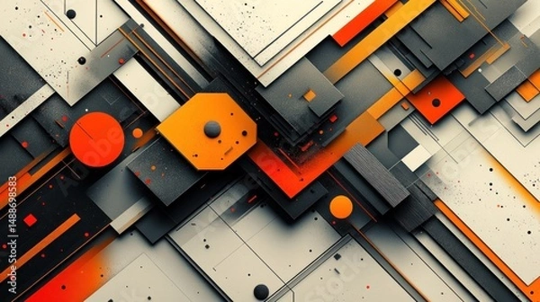 Fototapeta Abstract geometric shapes, vibrant colors, and layered forms
