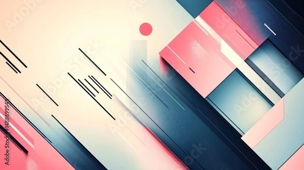 Fototapeta Abstract geometric shapes, vibrant colors, and dynamic lines