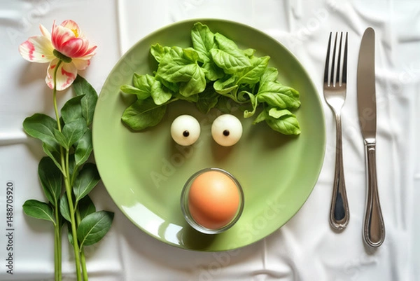 Fototapeta Young man wearing virtual reality headset in colorful neon environment.