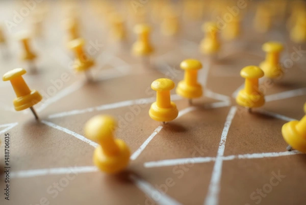 Fototapeta Abstract network of glowing nodes and lines, concept of digital data and connections.