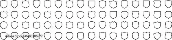 Obraz Shield Icons Set, Vintage and Modern Protection Badges, Security Symbols, Emblems, Safe Logo Templates, Editable Vector