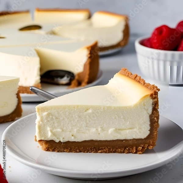 Fototapeta Classic cheesecake served on a plate