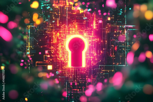 Fototapeta Digital Keyhole Symbolizing Security and Data Protection Concept