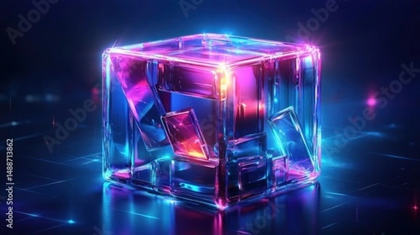 Fototapeta Abstract glowing cube