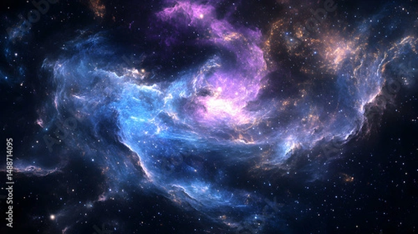Fototapeta Ethereal Nebula in Vibrant Colors with Stars and Cosmic Dust