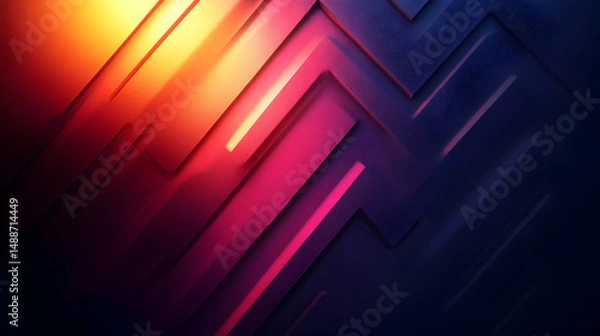 Fototapeta Abstract Colorful Waves in Blue and Orange Gradient Background
