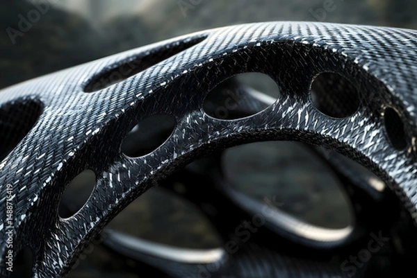 Fototapeta Close-Up View of Ultralight Carbon Fiber Structure with Unique Design