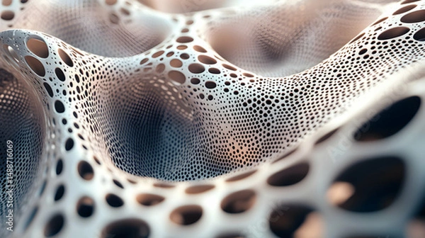 Fototapeta Abstract Organic Texture with Holes and Waves in Soft Light