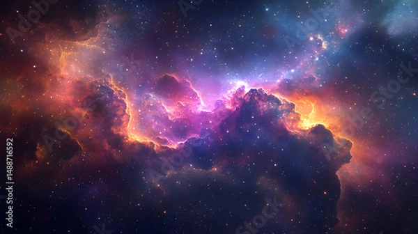 Fototapeta Stunning Cosmic Scene with Colorful Nebula and Starry Background