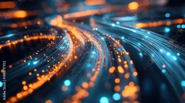Fototapeta Abstract glowing data streams
