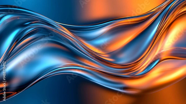 Fototapeta Abstract Wave Pattern in Blue and Orange Hues for Creative Concepts