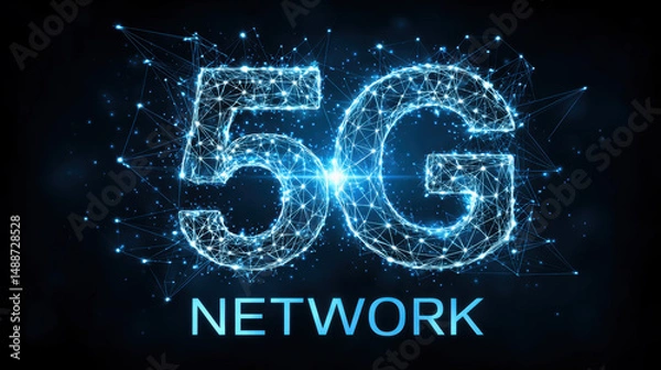 Fototapeta Connecting the future with advanced 5G network technology illuminating digital communication