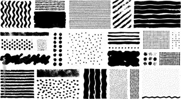 Fototapeta Grunge texture elements vector set,isolated hand drawn patterns parts spots,dots,lines,ink splashes, 
spray paint,urban grunge overlay design elements