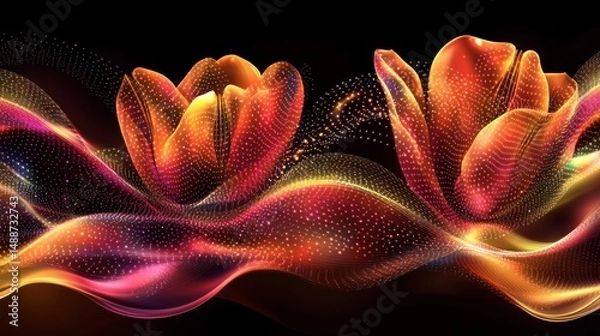 Fototapeta Abstract glowing tulips