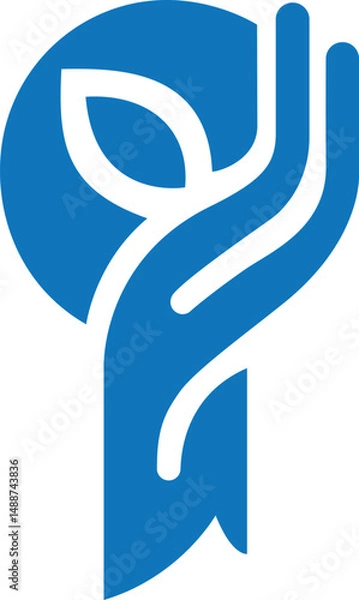 Obraz Hand protecting a leaf within a circle, symbol of environmental care