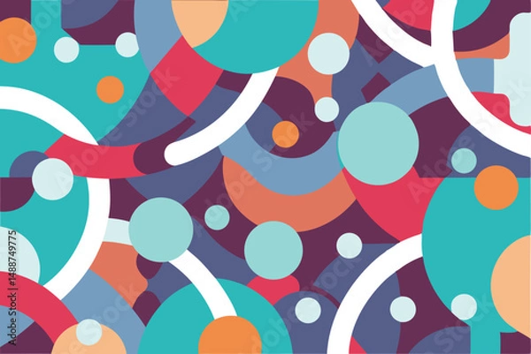 Fototapeta Modern geometric abstract art with colorful overlapping shapes and transparency