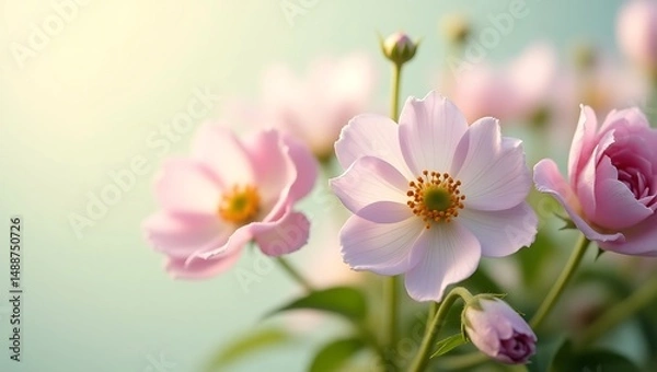 Fototapeta Close up of pink flower. Generative Ai