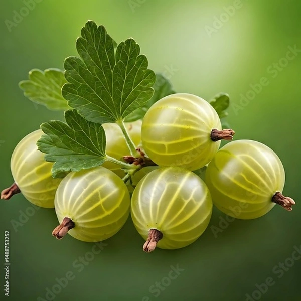 Fototapeta gooseberries on a green background