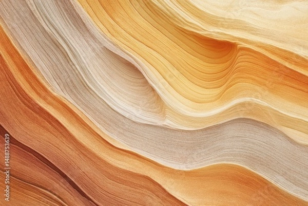 Fototapeta Abstract sand canyon layers with smooth curves, showcasing warm earth tones and subtle textures, creating a natural and captivating composition.