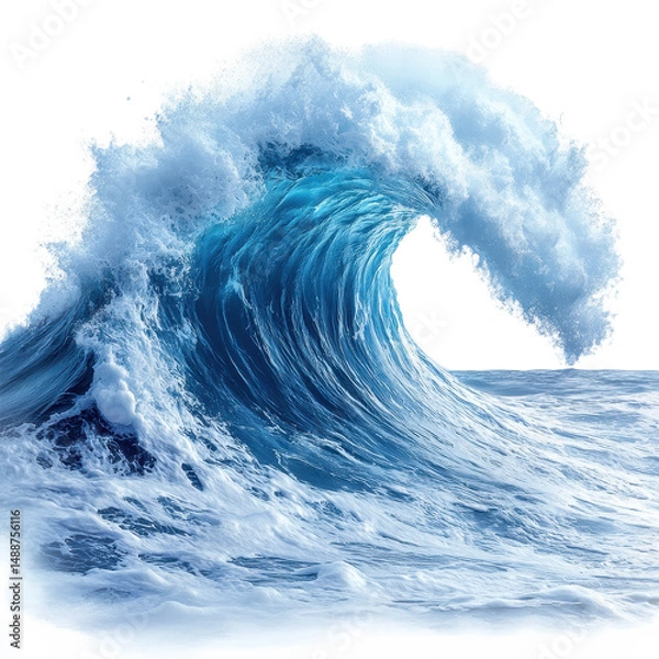 Obraz Blue ocean wave isolated on transparent background. PNG The Environment