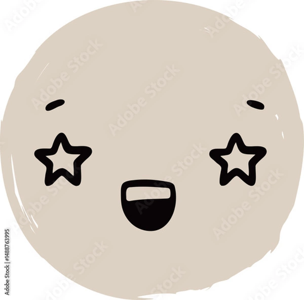 Obraz Cute Handdrawn Simple Emoticon Character Face