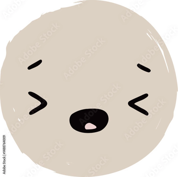 Obraz Cute Handdrawn Simple Emoticon Character Face