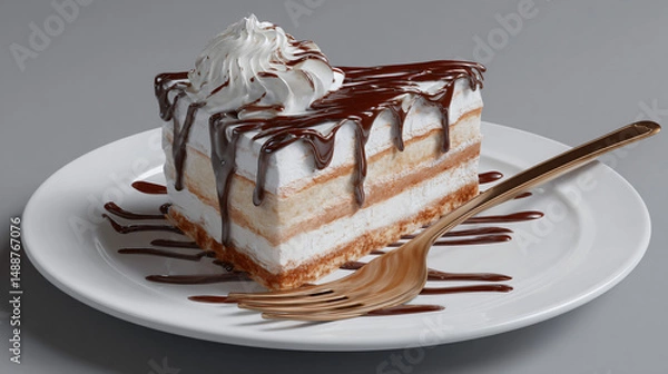 Fototapeta dessert fork on cake slice
