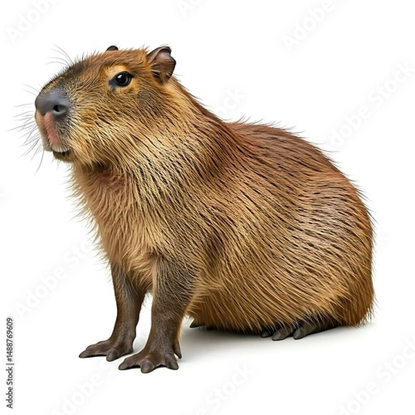 Fototapeta close up of a guinea pig on white background