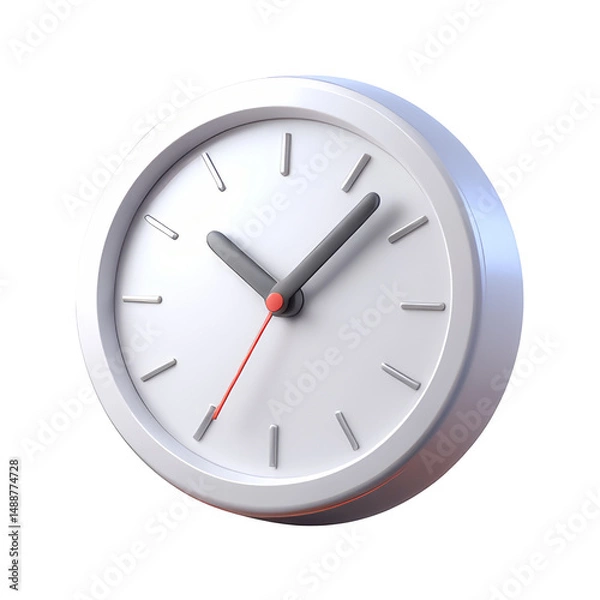 Fototapeta wall round clock 3D Icon – Glossy Minimal Emoji Style, Isolated PNG object